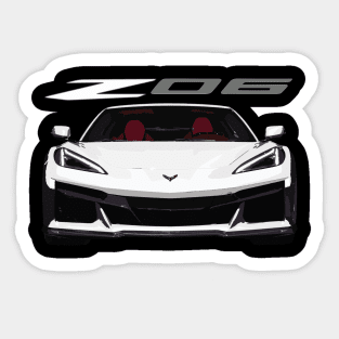 C8 Arctic White Z06 c8r graphic car line art Sticker